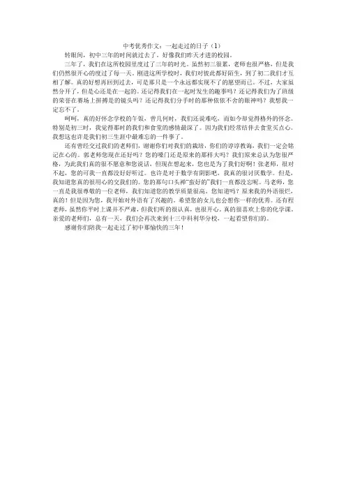 中考优秀作文：一起走过的日子(1)
