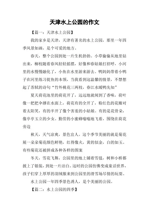 天津水上公园的作文