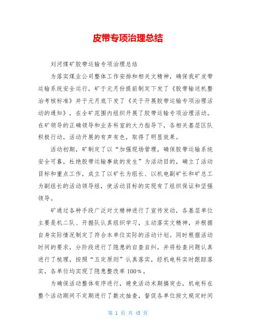 皮带专项治理总结