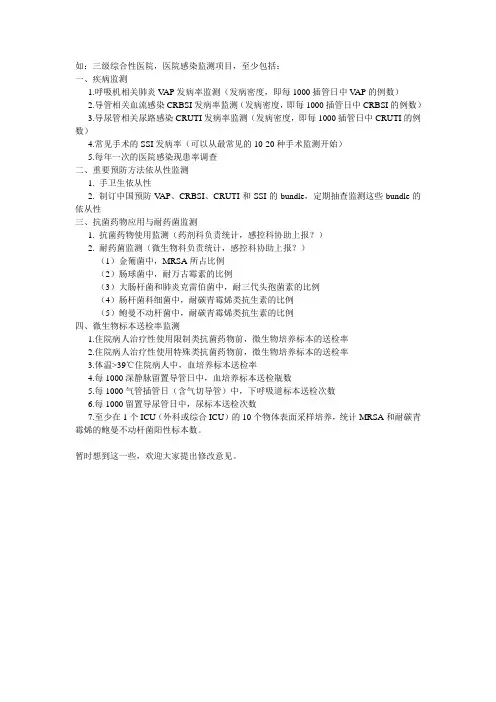 医院感染监测项目