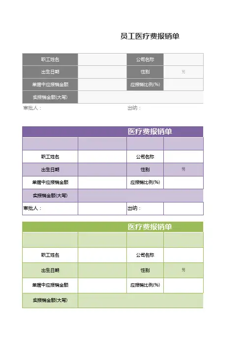 员工医疗费报销单Excel模板
