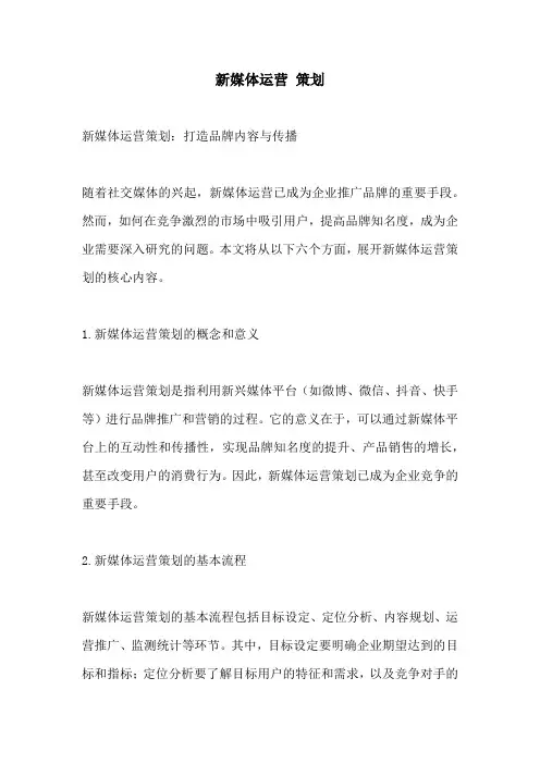 新媒体运营 策划