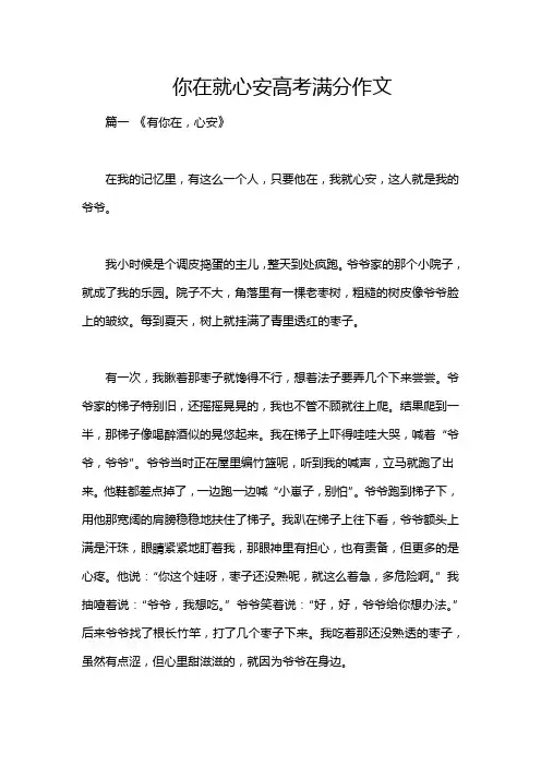 你在就心安高考满分作文