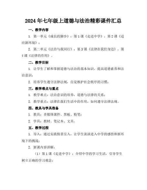 2024年七年级上道德与法治精彩课件汇总