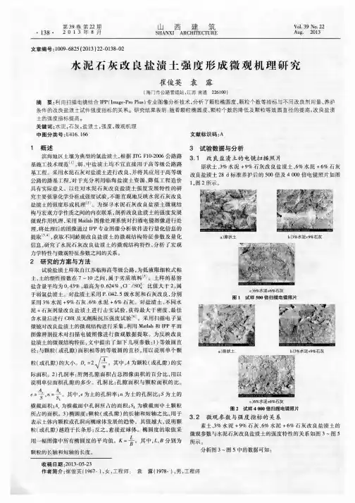 水泥石灰改良盐渍土强度形成微观机理研究
