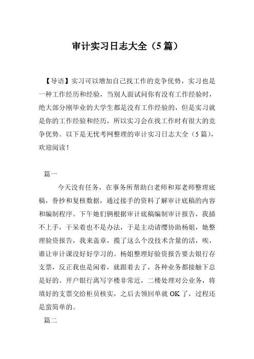 审计实习日志大全(5篇)