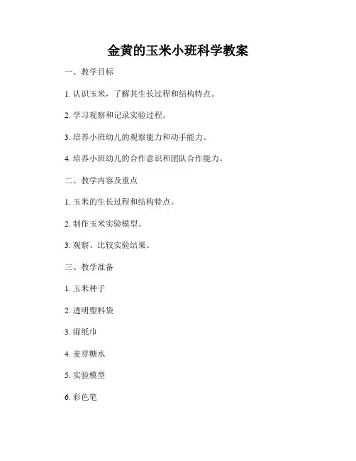 金黄的玉米小班科学教案
