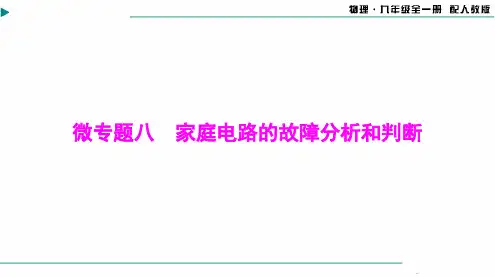 2024-2025学年初中物理九年级全一册第十九章微专题八家庭电路的故障分析和判断[配套课件]