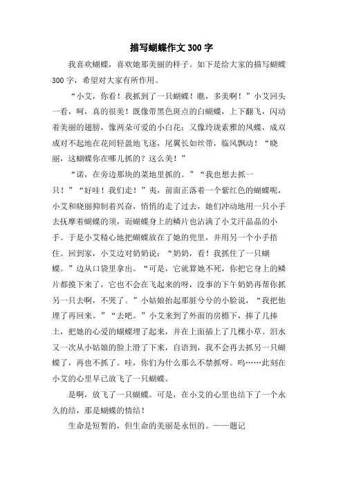 描写蝴蝶作文300字