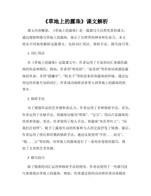 《草地上的露珠》课文解析