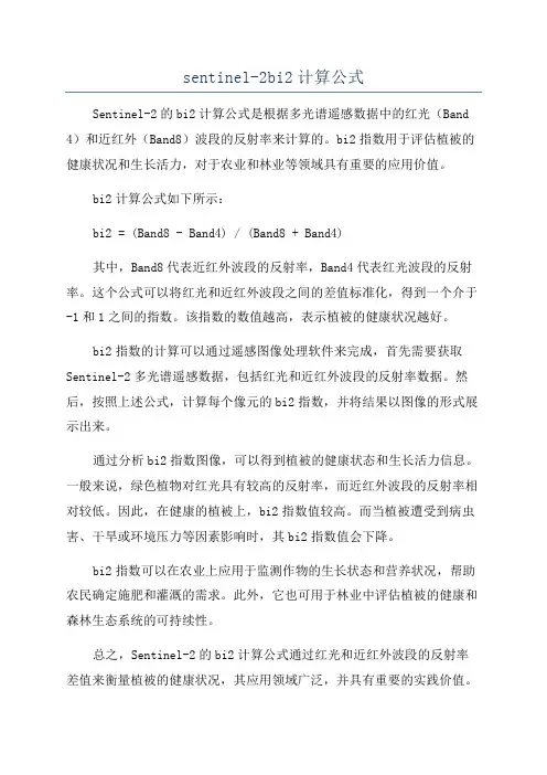 sentinel-2bi2计算公式