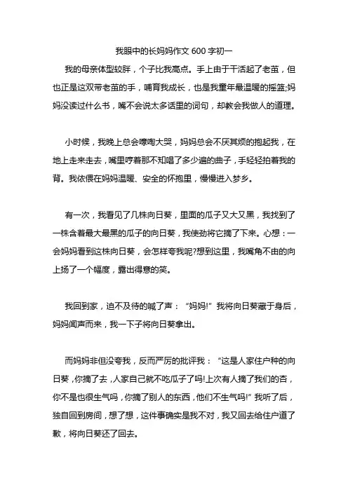 我眼中的长妈妈作文600字初一
