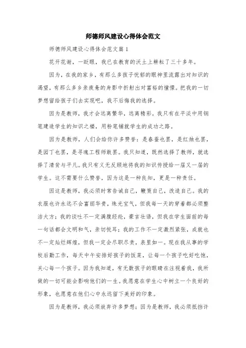 师德师风建设心得体会范文