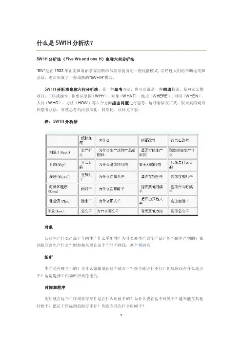 什么是5w1h分析法