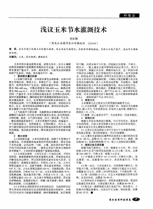 浅议玉米节水灌溉技术
