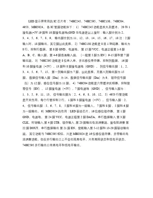 LED显示屏常用的IC芯片(精)