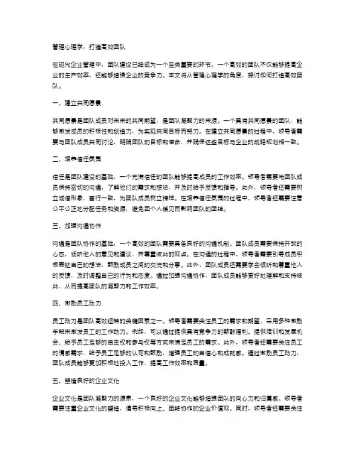 管理心理学：打造高效团队