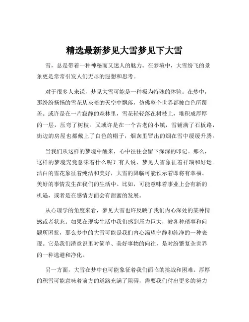 精选最新梦见大雪梦见下大雪
