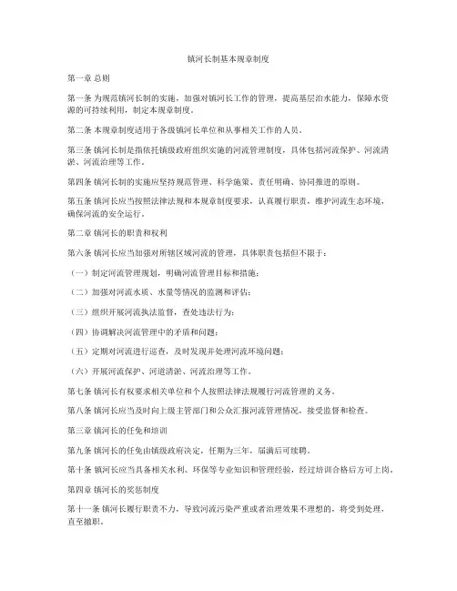 镇河长制基本规章制度