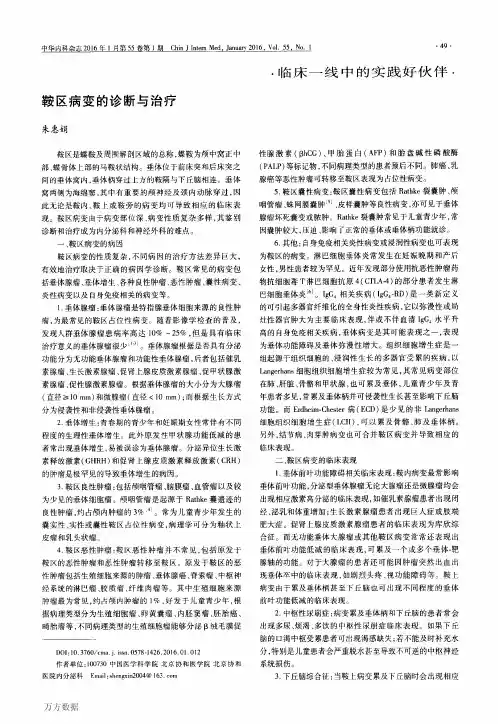 鞍区病变的诊断与治疗要点