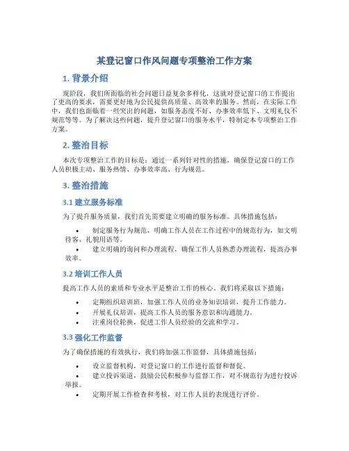 某登记窗口作风问题专项整治工作方案 (4)