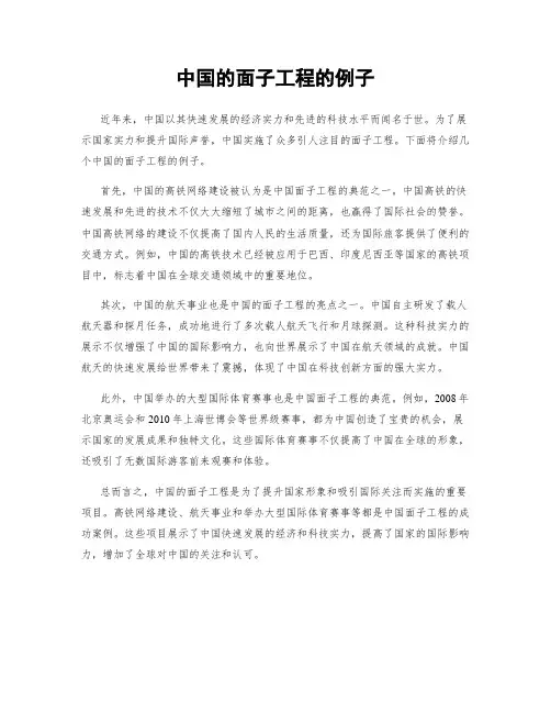 中国的面子工程的例子