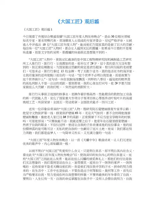 《大国工匠》观后感