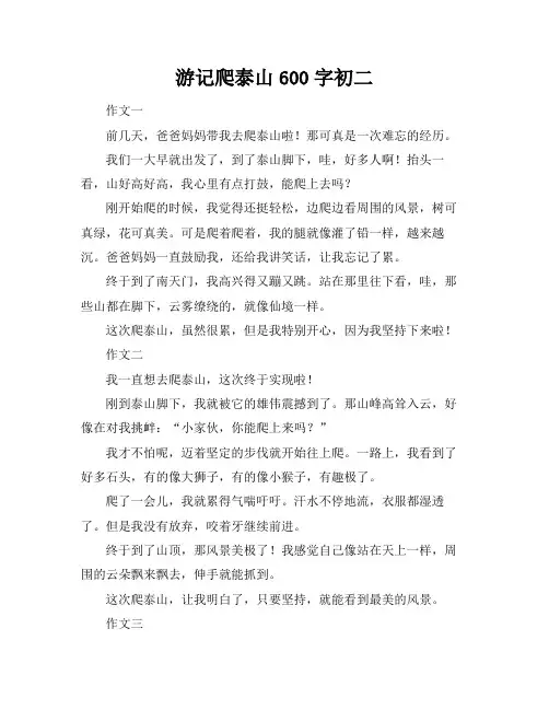 游记爬泰山600字初二