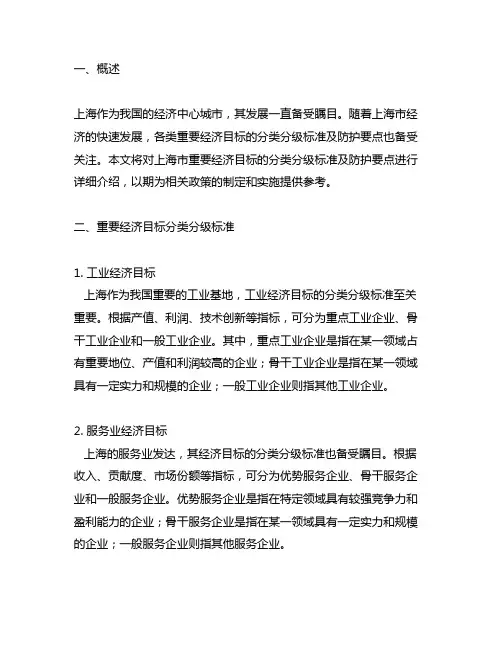 上海市重要经济目标分类分级标准及防护要点