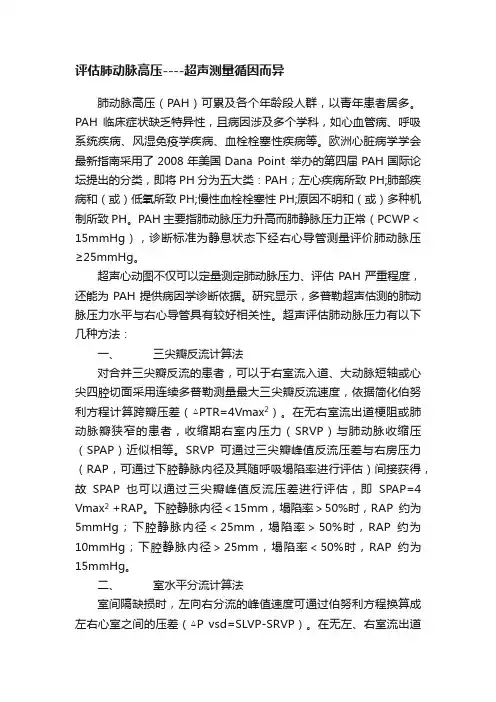 评估肺动脉高压----超声测量循因而异