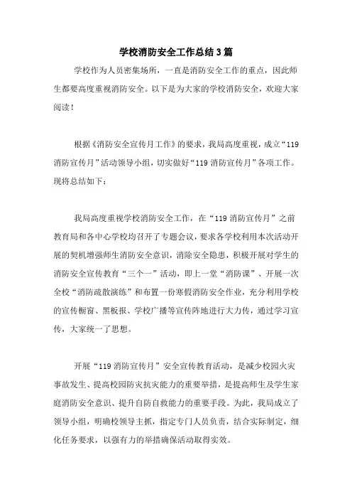 2020年学校消防安全工作总结3篇