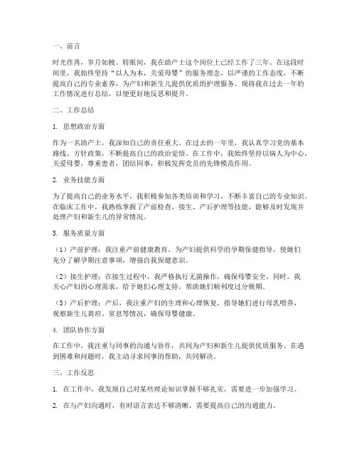 助产士个人总结范文