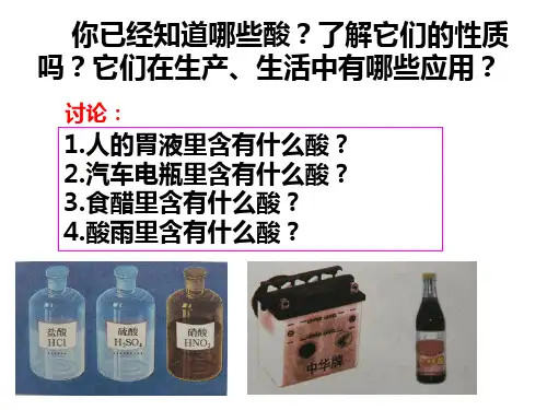 鲁教版九年级化学全册7.1酸及其性质 课件(共13张PPT)