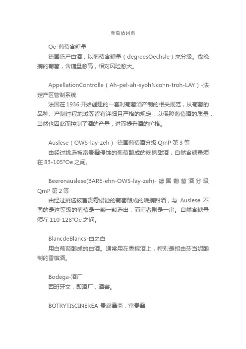 葡萄酒词典_酒类