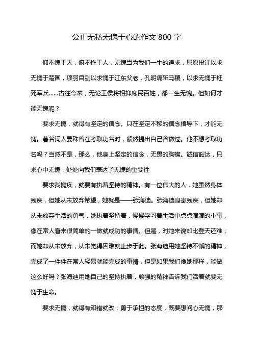 公正无私无愧于心的作文800字