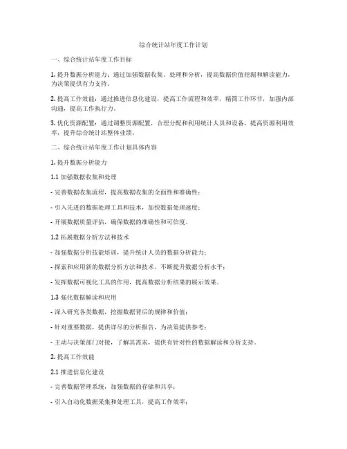 综合统计站年度工作计划