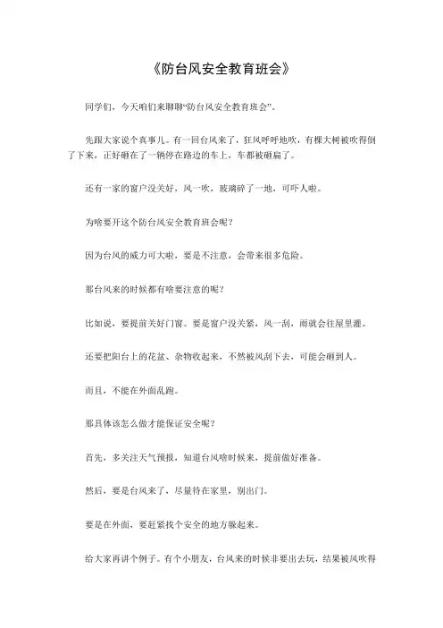 防台风安全教育班会