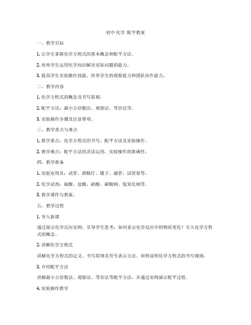 初中 化学  配平教案