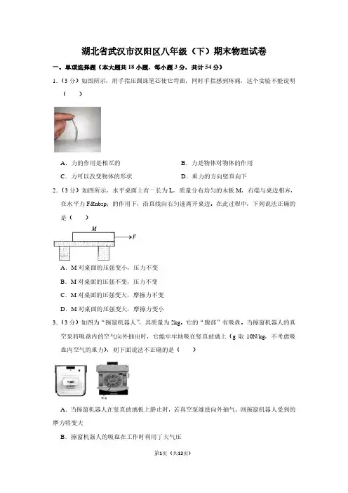 湖北省武汉市汉阳区八年级(下)期末物理试卷
