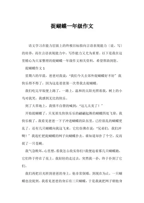 (一年级)捉蝴蝶一年级作文