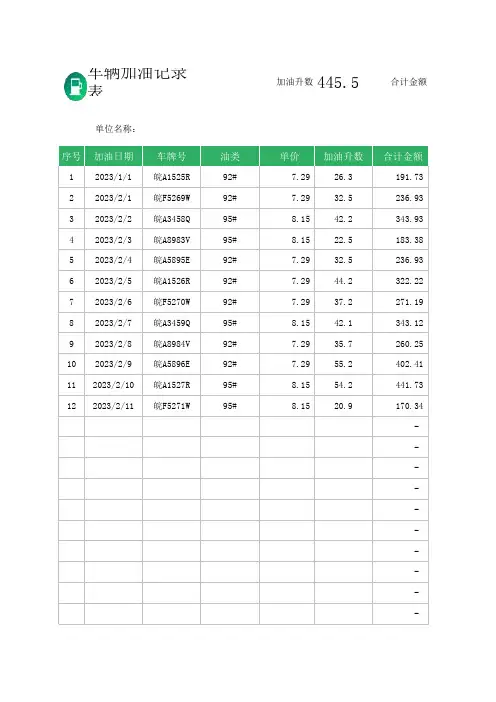 车辆加油记录表