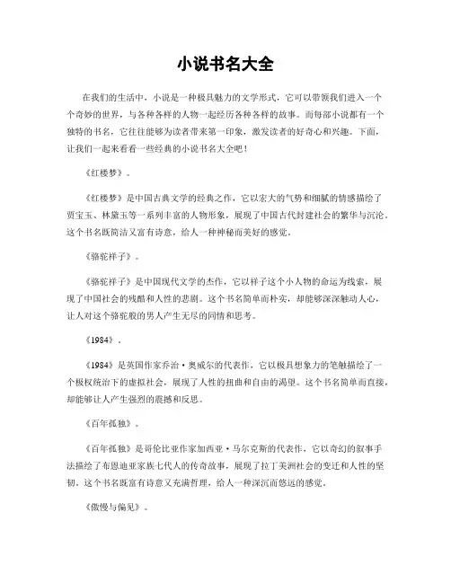 小说书名大全