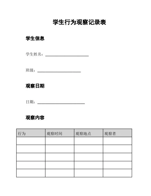 学生行为观察记录表