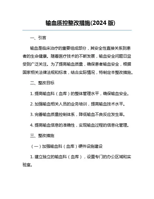 输血质控整改措施(2024版)