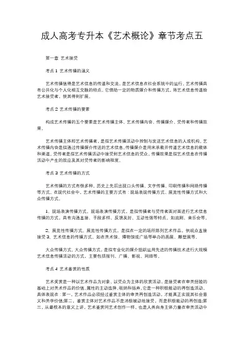 成人高考专升本《艺术概论》章节考点五