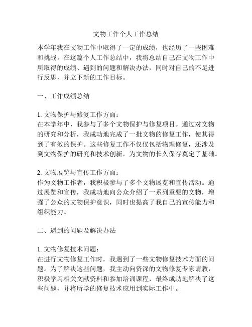 文物工作个人工作总结