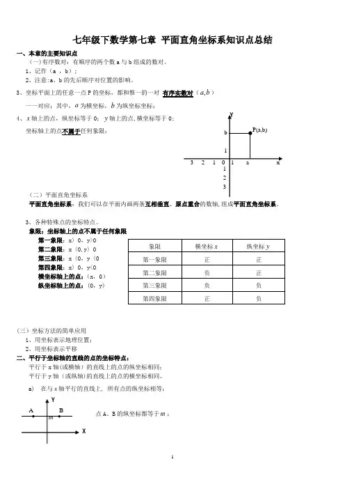 七年级下数学第七章-平面直角坐标系知识点总结(1)