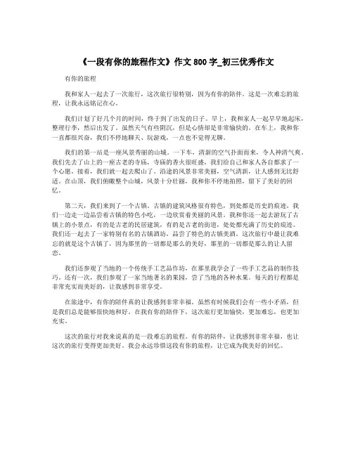 《一段有你的旅程作文》作文800字_初三优秀作文