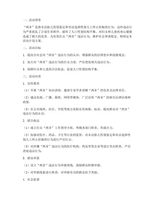 打击两非活动计划方案