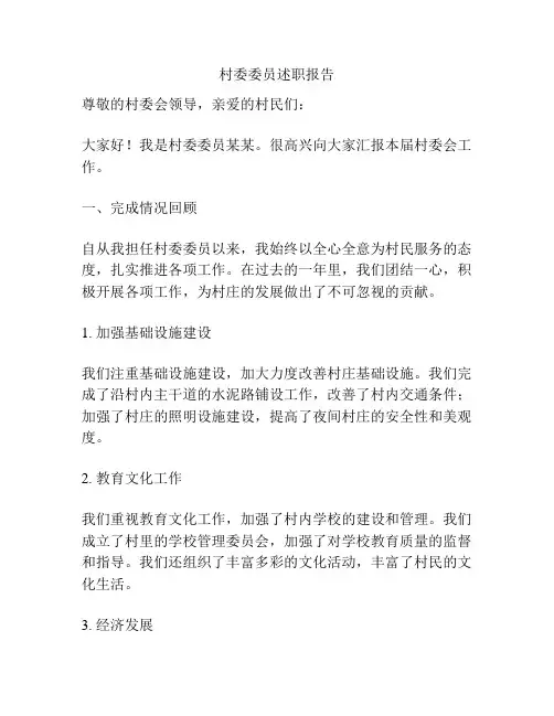 村委委员述职报告